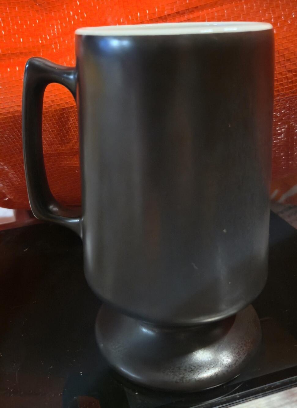 Vintage Hall Pottery Pedestal Coffee Mug | Black Stoneware #1873